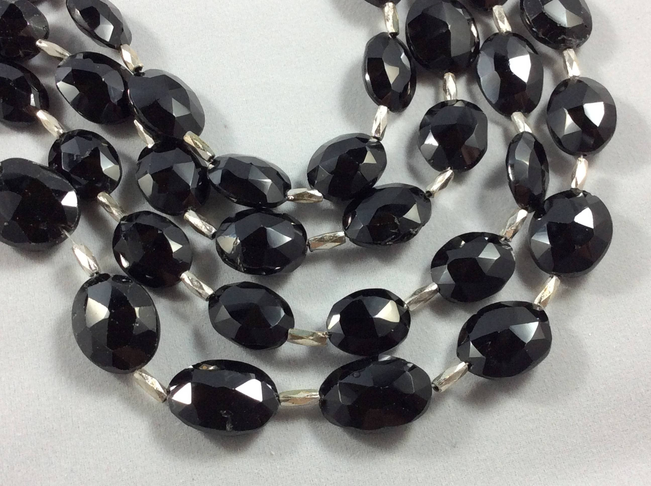 Beads, Spinel faceted ovals, Black Spinel, Spinel, Faceted Spinel ...