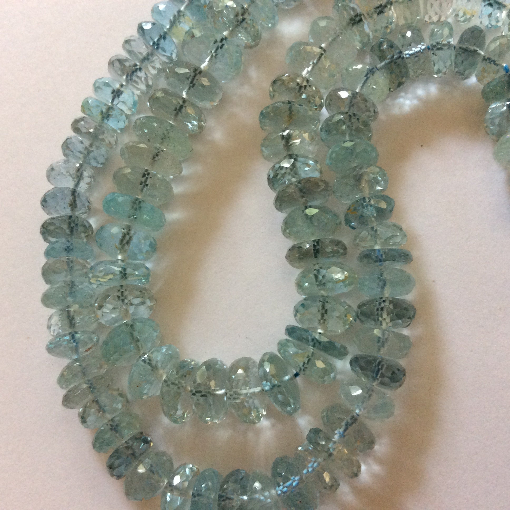 Beads, Aquamarine faceted rondelles, Aqua Gemstone beads, Aquamarine ...