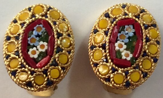 Brooch and Earring set, Vintage Mosaic set, Itali… - image 2