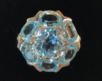 Ring, Blue Topaz and Sterling Silver,