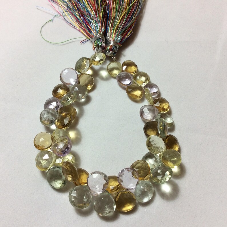 Green Quartz Champagne Quartz Light Amethyst Quartz Multi-Gem Faceted Briollite Beads Clear Rock crystal Quartz