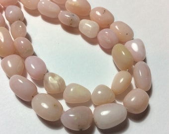 Peruvian Pink Opal Beads: Natural Pastel Pink Nuggets, 2 Strands