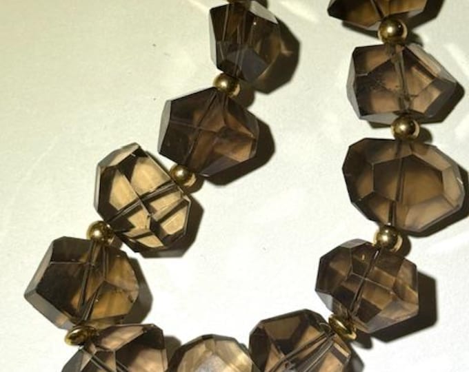 Smoky quartz necklace, 2026 fashion designs, Gemstone necklaces, Smoky quartz and gold filled beads, Designer jewelry