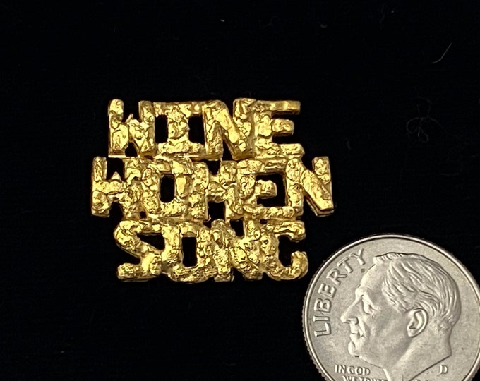 Alaska Gold Nugget Tie Tac: Wine Women Song Brooch Pin