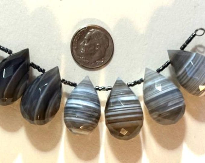 Botswana agate beads, Rare Botswana teardrops, Banded Agate beads. Botswana agate
