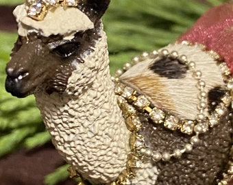 Crystal Alpaca Figurine: Swarovski Embellished Sleich Animal