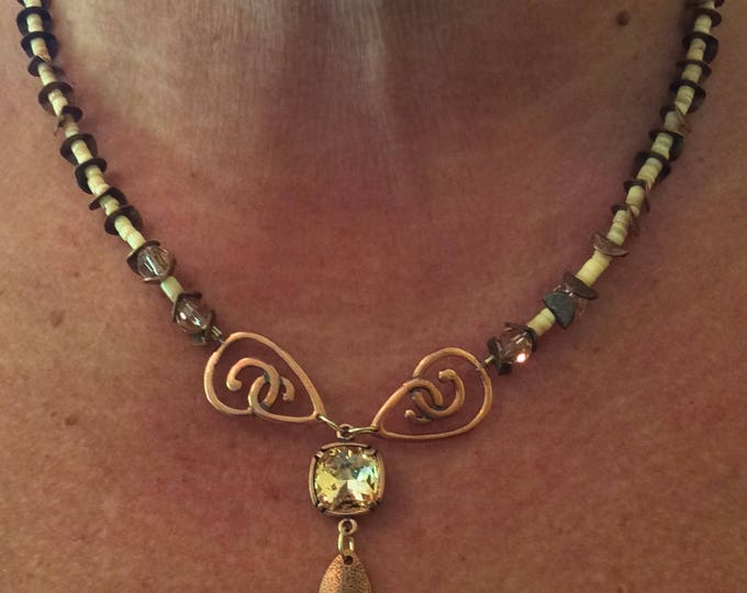 Necklace, Swarovski Crystal Copper necklace, Swarovski Crystal