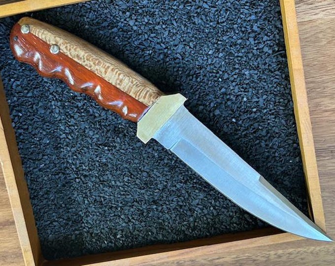 Knife, Hunting knife, laminated wooden handle knife, One-of-a-kind