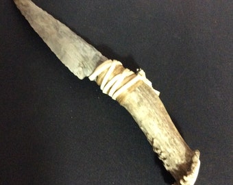 Knife, Gemstone blade antler knife, Handmade Knapped Knife, Antler and Gemstone Knife, Knapped Gemstone knife. Collector knives, Knapping