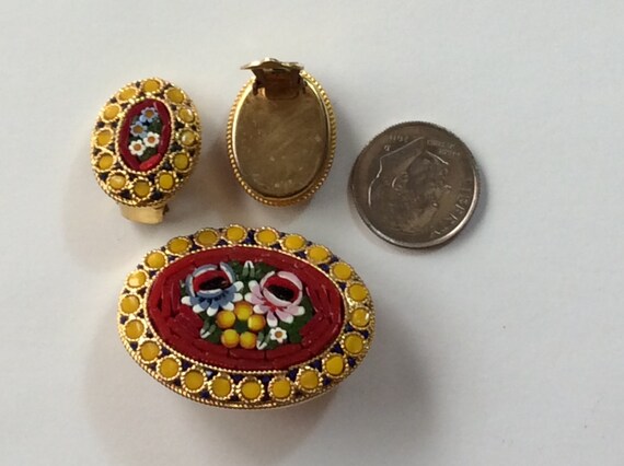 Brooch and Earring set, Vintage Mosaic set, Itali… - image 5