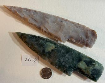 Hand Knapped Knife blades, Knapped Gemstone knives, Knife blades, Gemstone knapping
