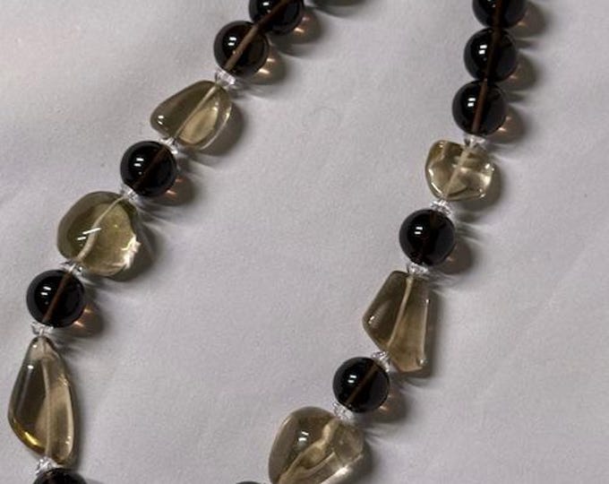 Smoky Quartz and Citrine Chunky Necklace, 2026 Designer Jewelry, Custom Gemstone Jewelry