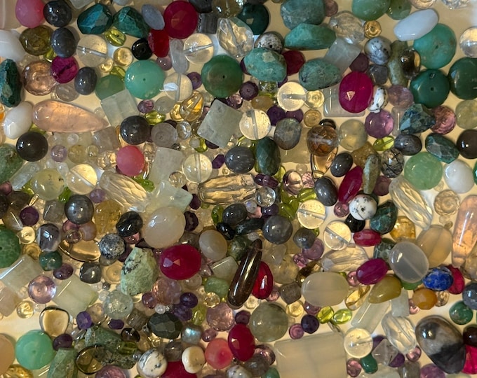 Bead Mix, Gemstone bead assortment, Gem bead treasures, Mixed beads, 1lb mixed beads