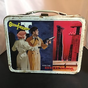 Caja, Lonchera de hombre agente secreto, Lonchera de metal, Lonchera coleccionable, Lonchera vintage, Lonchera de metal, Hombre agente secreto