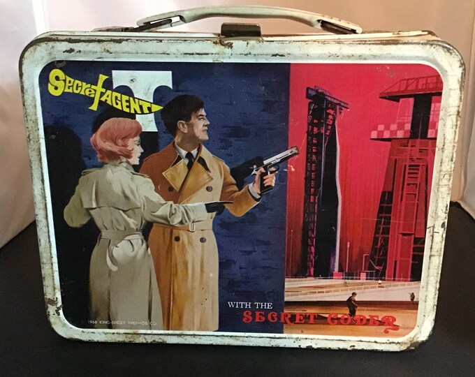 Box, Secret Agent Man Lunchbox, Metal lunchbox, Collectible lunchbox, Vintage Lunchbox, metal lunchbox, Secret Agent Man