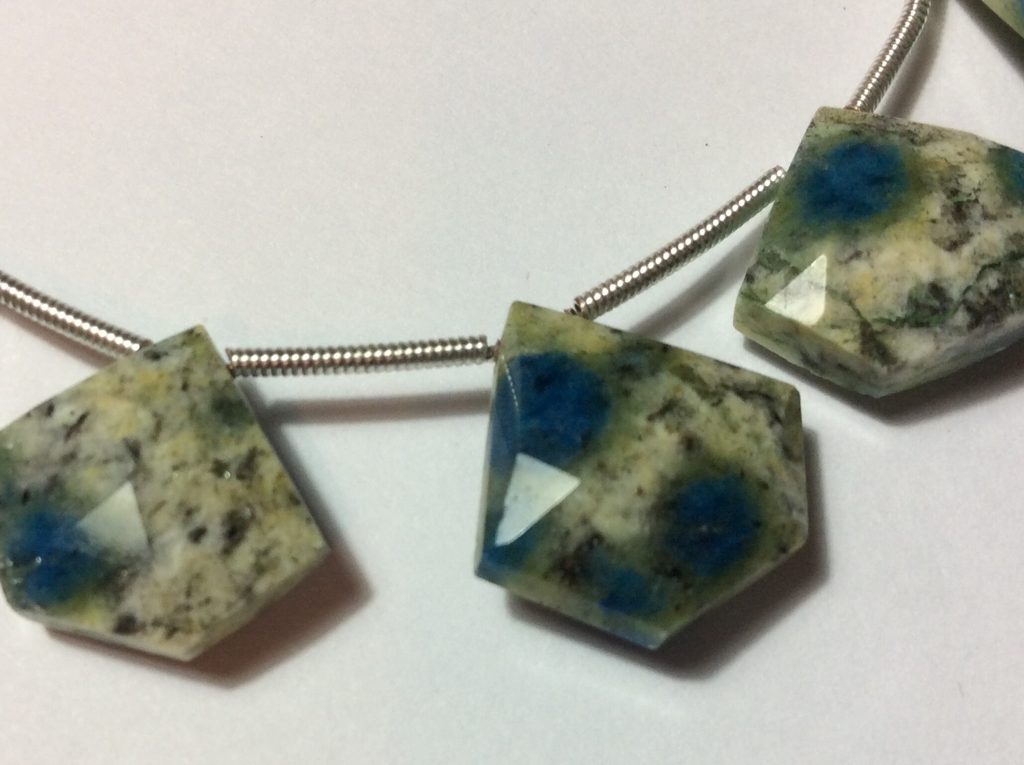K2 Faceted Beads, K2 Stone, Azurite and Granite beads, Kite shaped K2