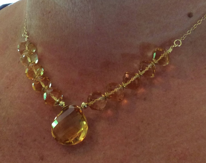 Necklace, Gem Citrine Necklace, Citrine Jewelry, Citrine Faceted, Top quality Citrine, Citrine gemstone