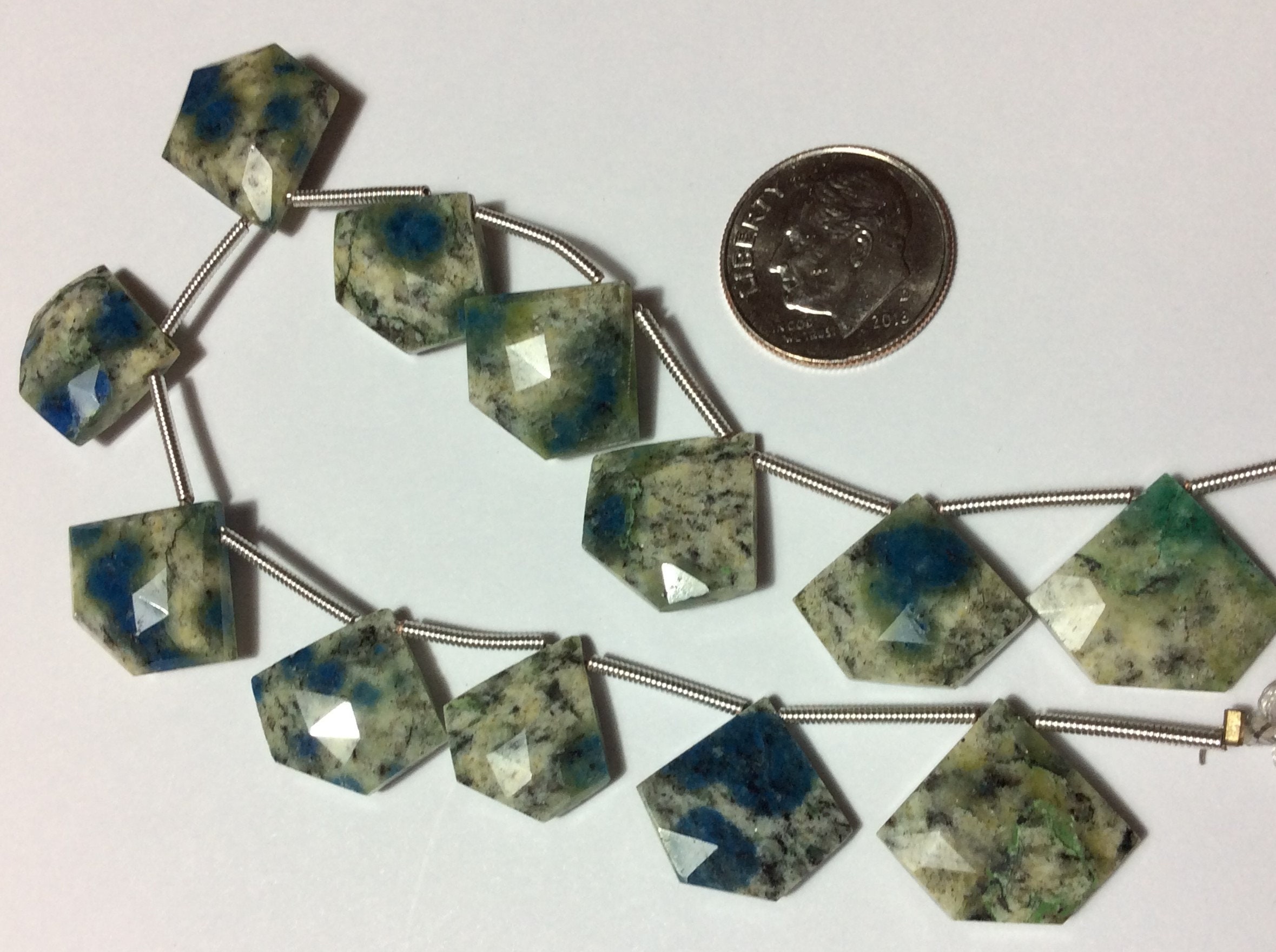 K2 Faceted Beads, K2 Stone, Azurite and Granite beads, Kite shaped K2