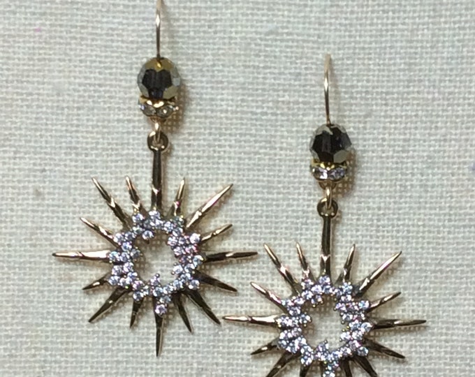 Earrings, Star earrings, Brass Star earrings, Brass, Cubic Zirconia and Gold Filled earrings, Gold Filled, Cubic Zirconiz