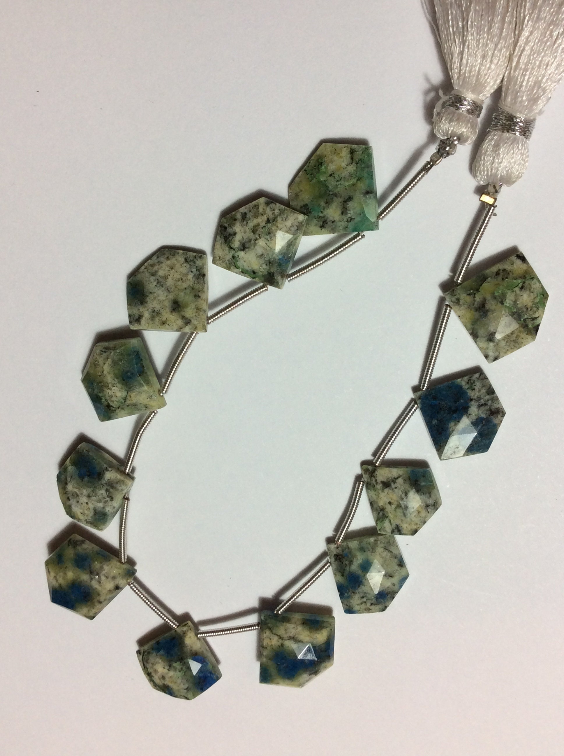 K2 Faceted Beads, K2 Stone, Azurite and Granite beads, Kite shaped K2