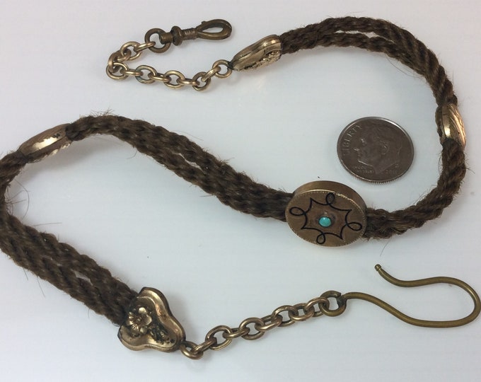 Vintage Woven Hair Watch Fob, Vintage woven Hair, Mourning hair watchfob