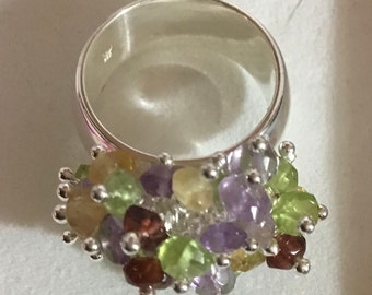 Ring, Multi-Gemstone ring, Gemstone Ring, Amethyst, Citrine, Peridot, Garnet