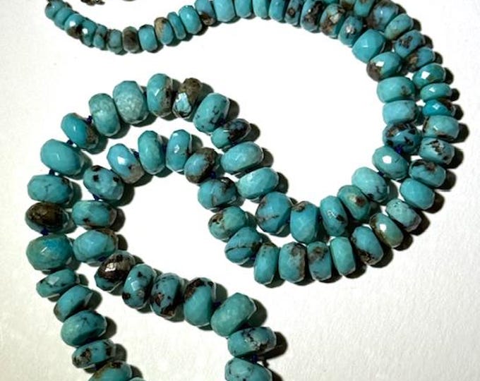 Turquoise knotted graduated necklace, Gem quality Turquoise, Hand-Knotted jewelry
