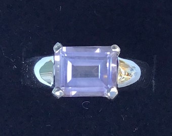 Ring, Amethyst Ring, Faceted Amethyst  Ring, Sterling Silver Amethyst