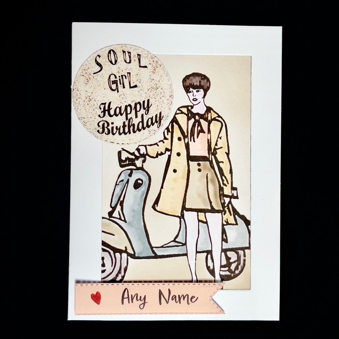 Northern Soul Birthday Card for Any Name Scooter Girls and Etsy