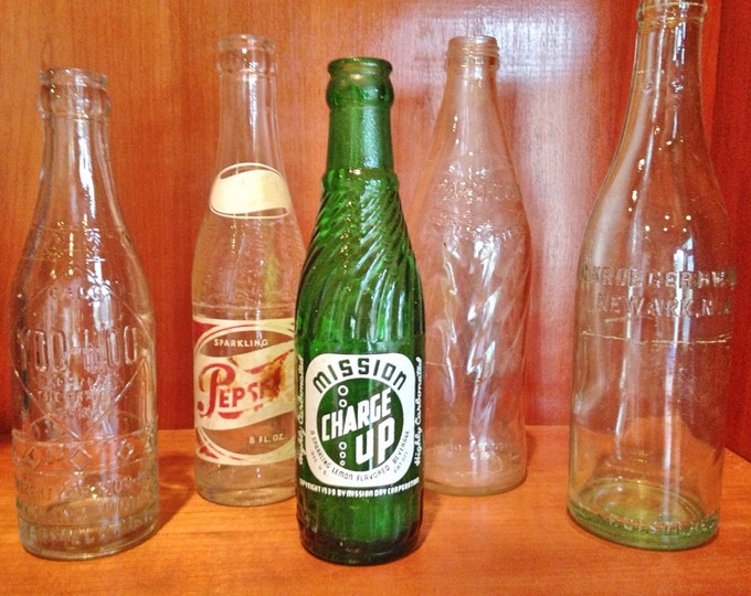 Antique Soda Bottle Collection / Set of 5 Vintage Bottles / Etsy