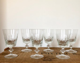 Vintage Goblet Glasses / Set of 6 Crystal Water Glasses / Vintage Glasses