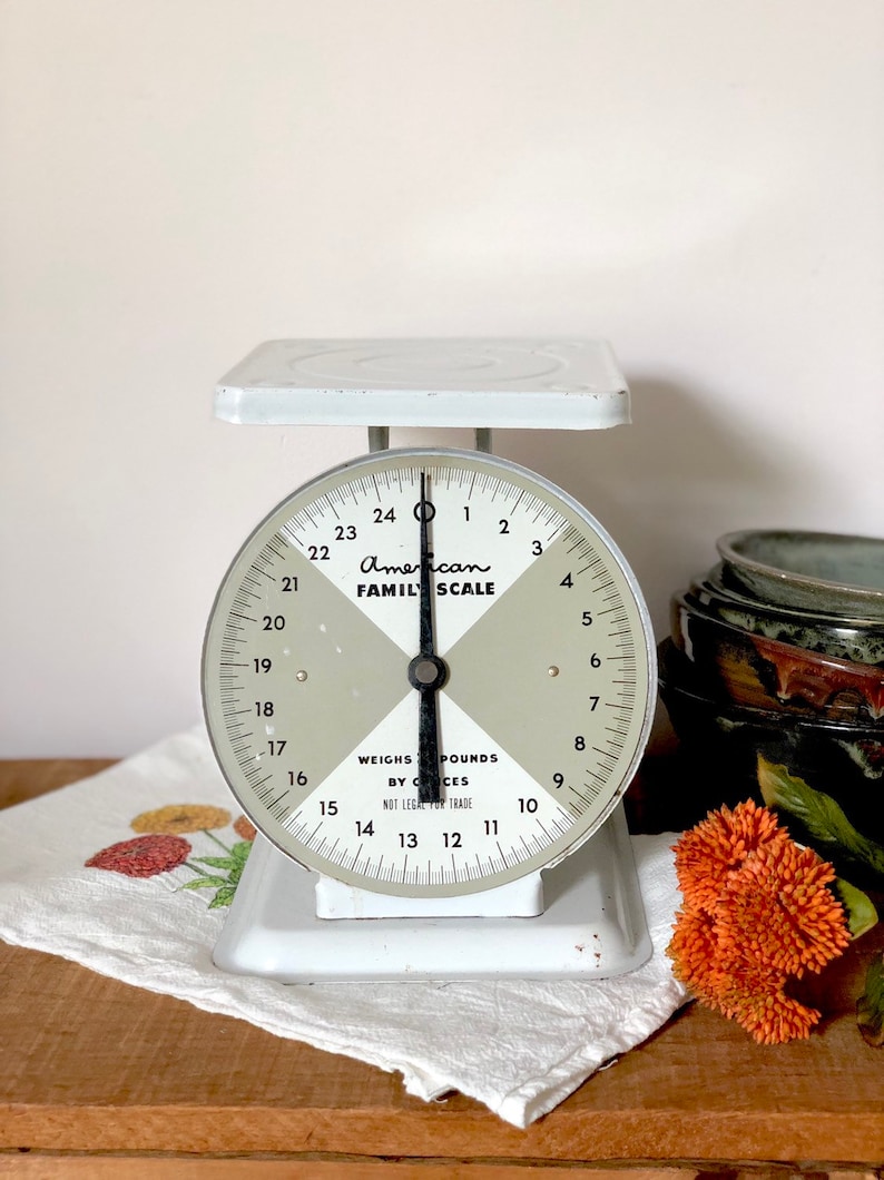 Vintage White Kitchen Scale / American Family Scale / Vintage White Household Scale image 1