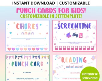 Punch Cards for Kids! -EDITABLE Instant Download |Positive Behavior Punch Card | Reward Card |