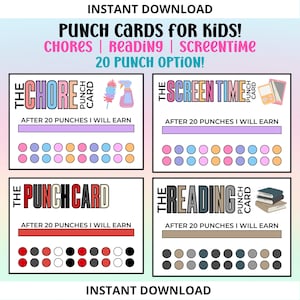 Punch Cards for Kids! -instant Download |positive Behavior Punch Card ...