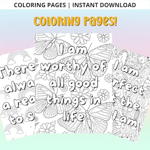 Kids Coloring Pages! Affirmations! Instant Download! | Positive Affirmations for Kids - Encouragement for Kids