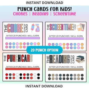 子供向けパンチカード！ - 即時ダウンロード | ポジティブな行動パンチカード | ご褒美カード |