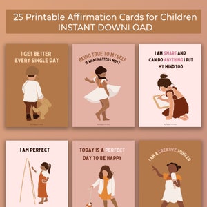 Daily Affirmation Cards for Kids | Set of 25 I Instant Download |Affirmation Cards, Motivational Cards, Encouragement Cards
