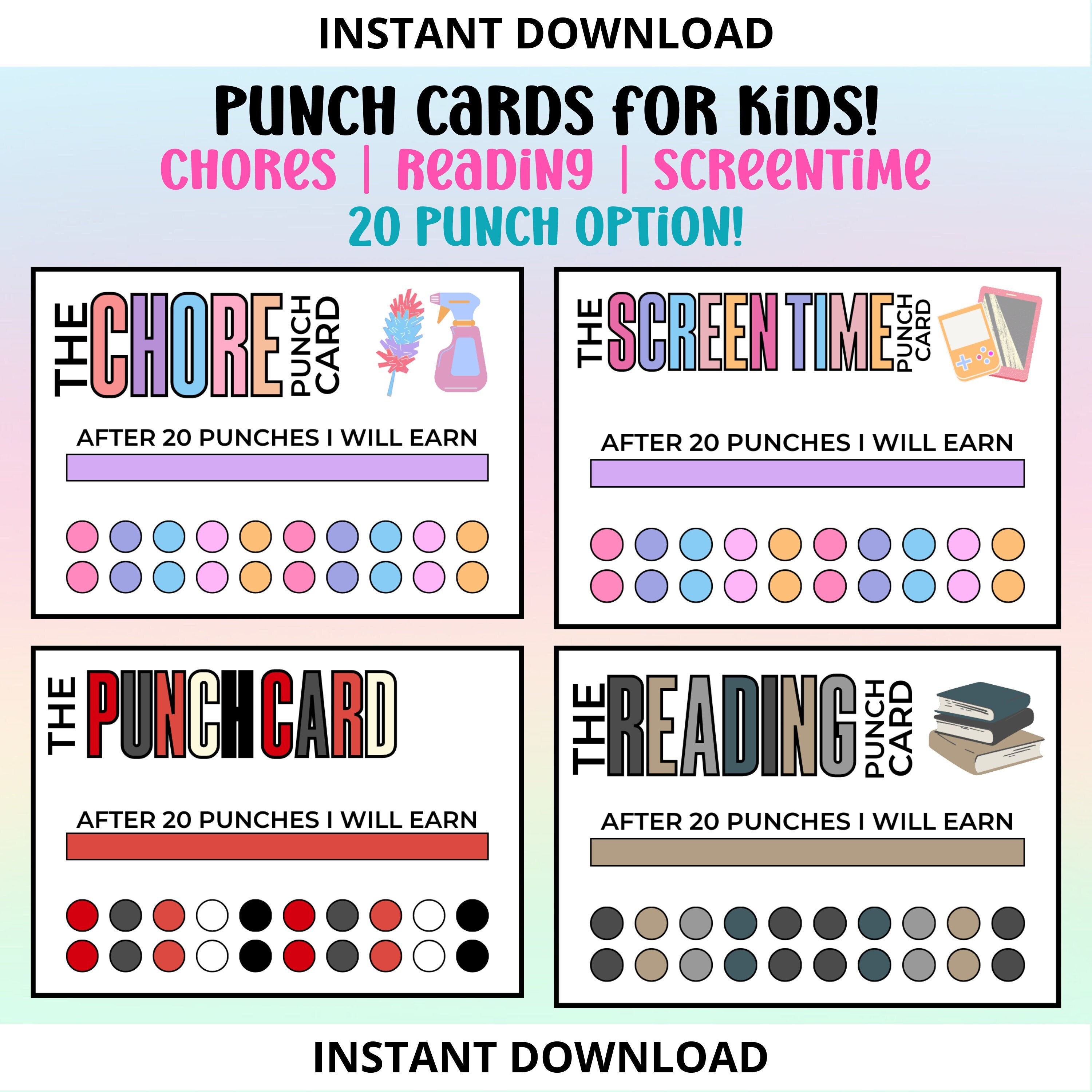 Punch Cards for Kids instant Download positive Behavior Punch Card