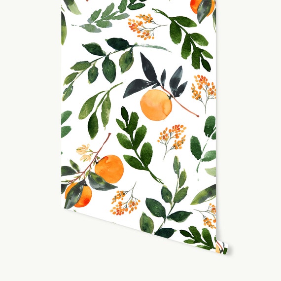 Orange Grove Wallpaper printed wallpaper removable Etsy