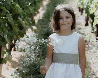 Lazo para niña, fajín, lazo para vestido, cinturón de lino - vestido de niña de las flores, traje de boda, vestido de comunión, accesorio de boda