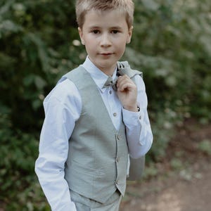 boys linen slim fit vest, toddler linen waistcoat for boys wedding suit, ring bearer, communion outfit