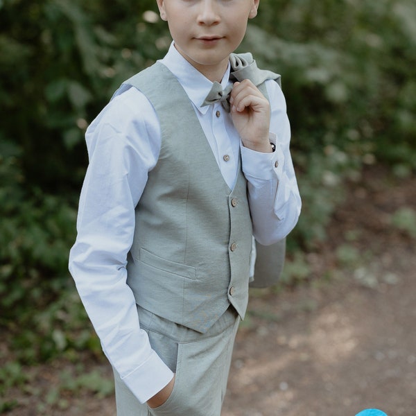 Jungen slim fit Leinen Weste für Anzug, Kommunion, Konfirmation, Hochzeit