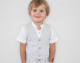 boys linen vest, toddler linen waistcoat, boys wedding suit vest, ring bearer outfit vest