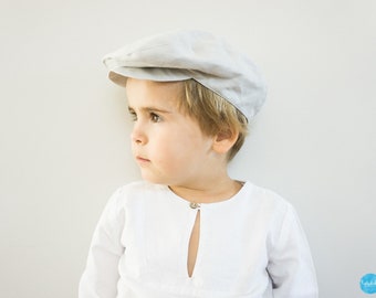 Chapeau de bébé en lin, chapeau de garçons, chapeau pour hommes, chapeau de baptême, casquette plate pour garçons - tenue de porteur d'anneau, tenue de mariage, tenue de baptême, accessoires de baptême