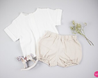 2pcs Outfit: Shorts + Shirt Muslin Organic Cotton