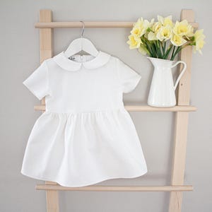 SALE - Size 80 - Baby girl&#39;s christening dress, cotton dress with Peter Pan collar, christening outfit, wedding outfit, festive girl&#39;s dress, baby dress white