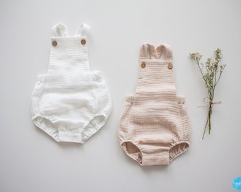 Baby romper, muslin dungarees made of organic cotton