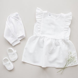 girls linen dress, boho dress with ruffles, baby girl linen dress image 8