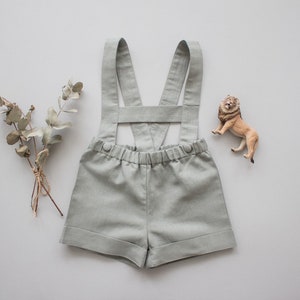 Jungen Taufhose, Ringträgerhose - Leinen Shorts mit Hosenträger