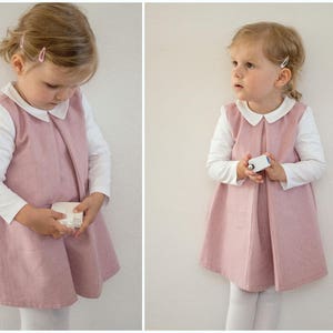 Babykleid, Mädchenkleid, Taufoutfit, Blumenmädchen Kleid - altrosa Baumwollkleid (Bio) mit Kragen